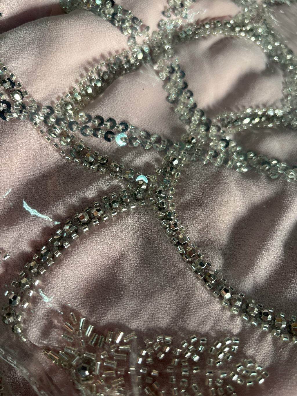 Hailey Crystal Beads Drape In Light Pink