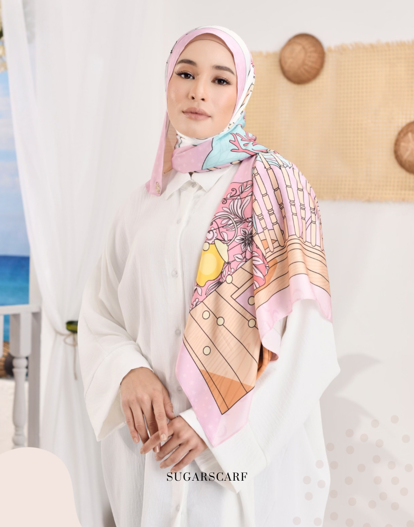 YES (Shawl) RUMA Shawl Mixed Satin Silk  ( Pink )