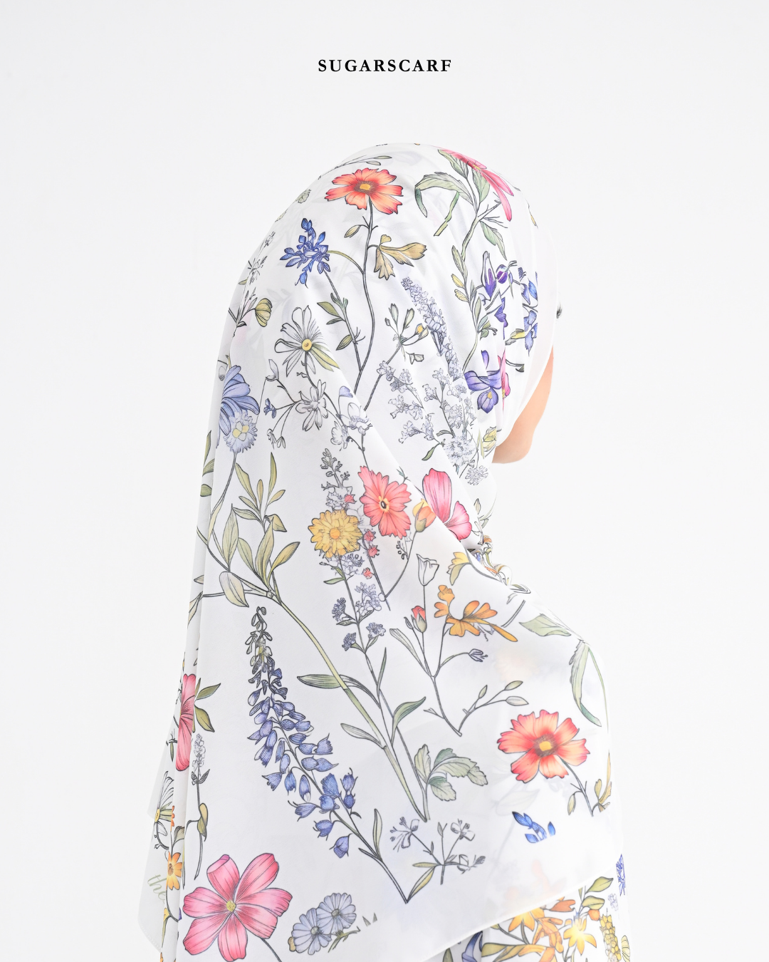 Korean Chiffon Long Shawl (She is in the Bloom) in Everlyn