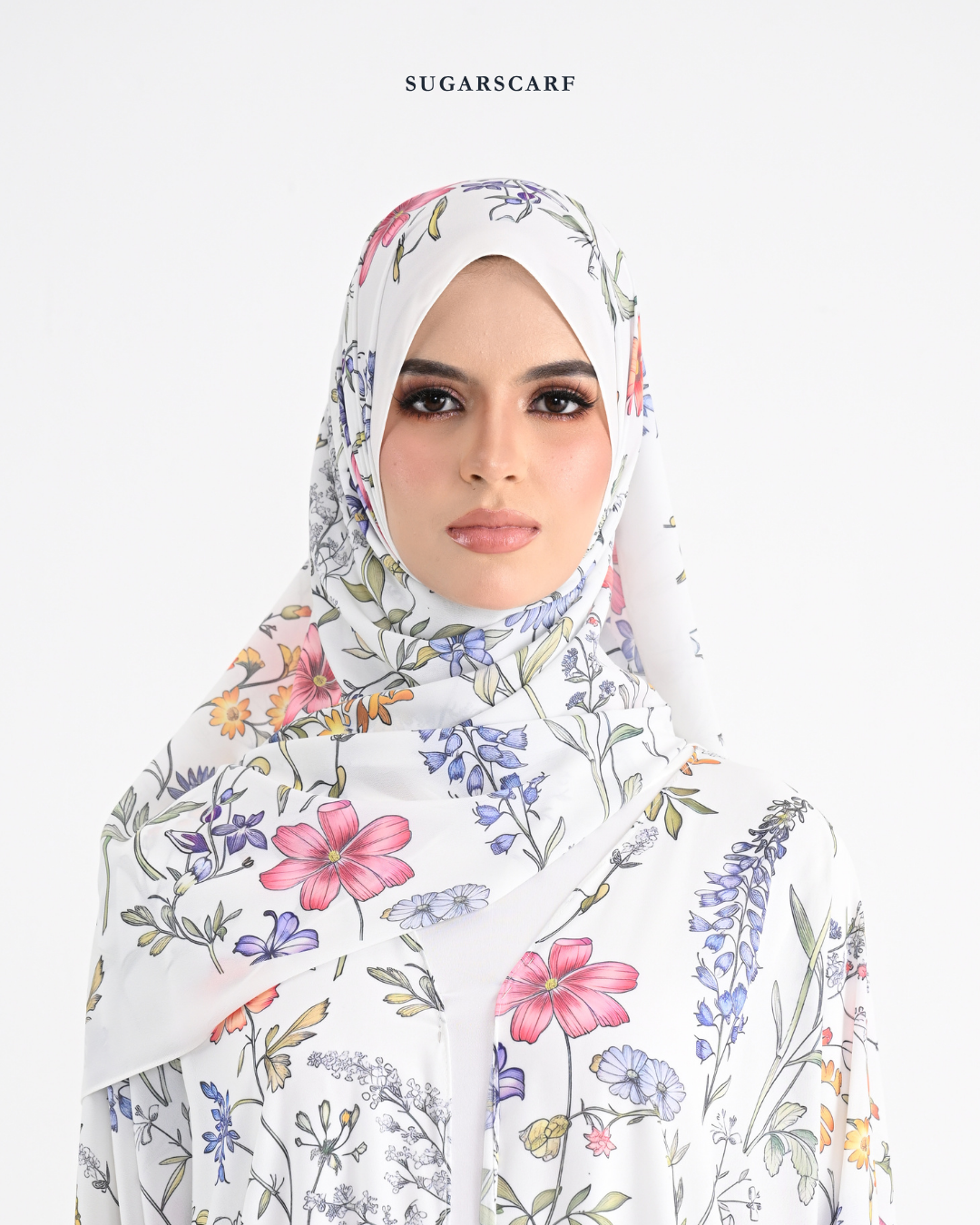 Korean Chiffon Long Shawl (She is in the Bloom) in Everlyn