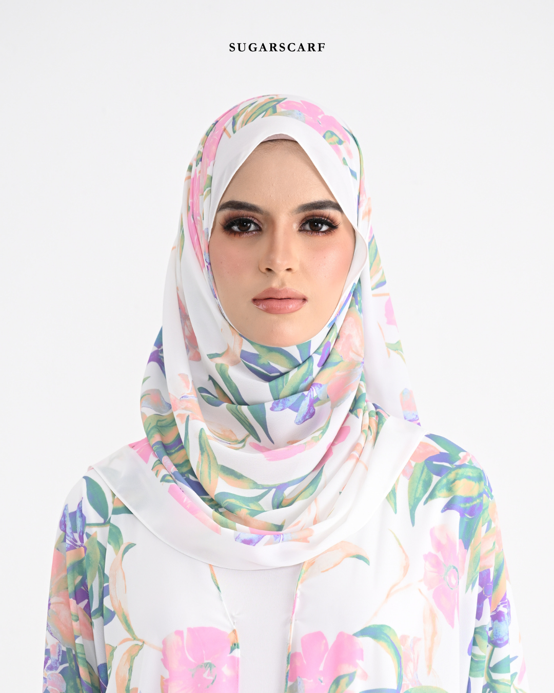 Korean Chiffon Long Shawl (She is in the Bloom) in Maria