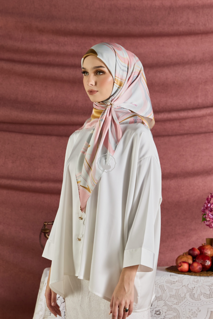 YES DEFECT - (Square) Celeste In Mixed Silk Matte Satin (Noour)