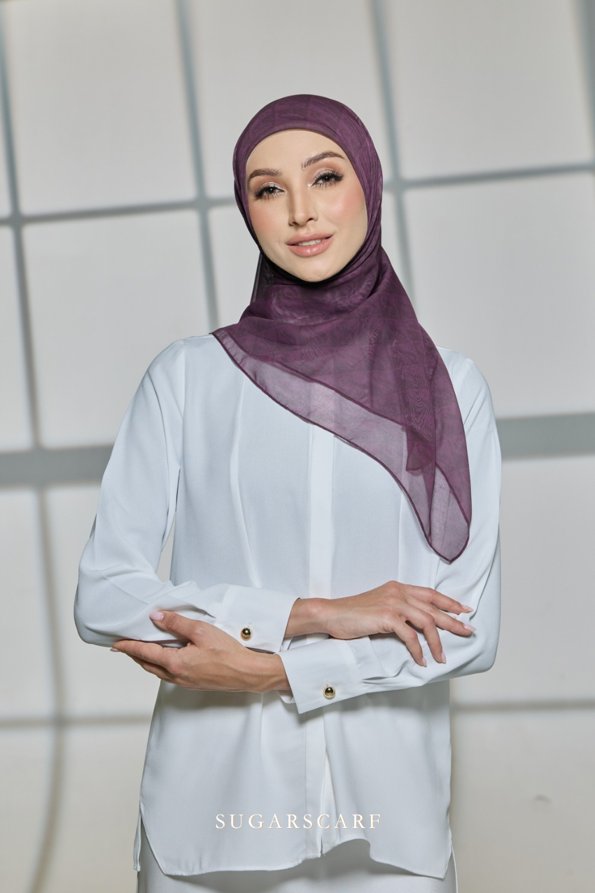 YES DEFECT - Sugarscarf Monogram JapaneseVoile In Viena Purple