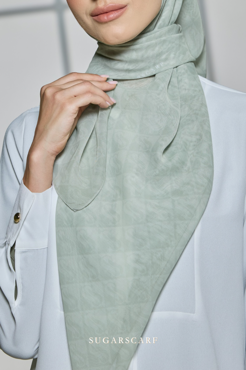 Sugarscarf Monogram JapaneseVoile In Matcha Latte