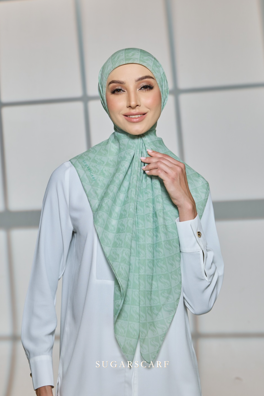 Sugarscarf Monogram JapaneseVoile In Athens Green