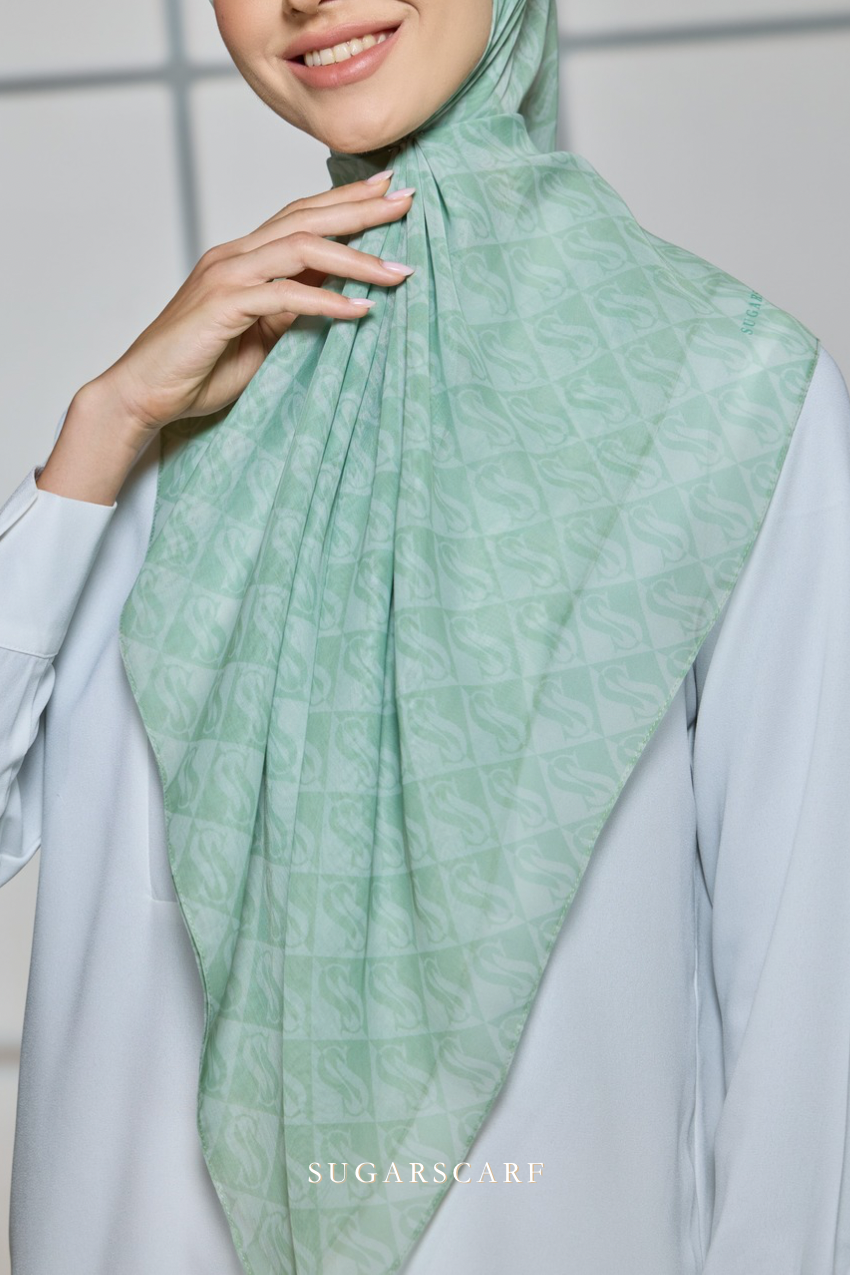 Sugarscarf Monogram JapaneseVoile In Athens Green