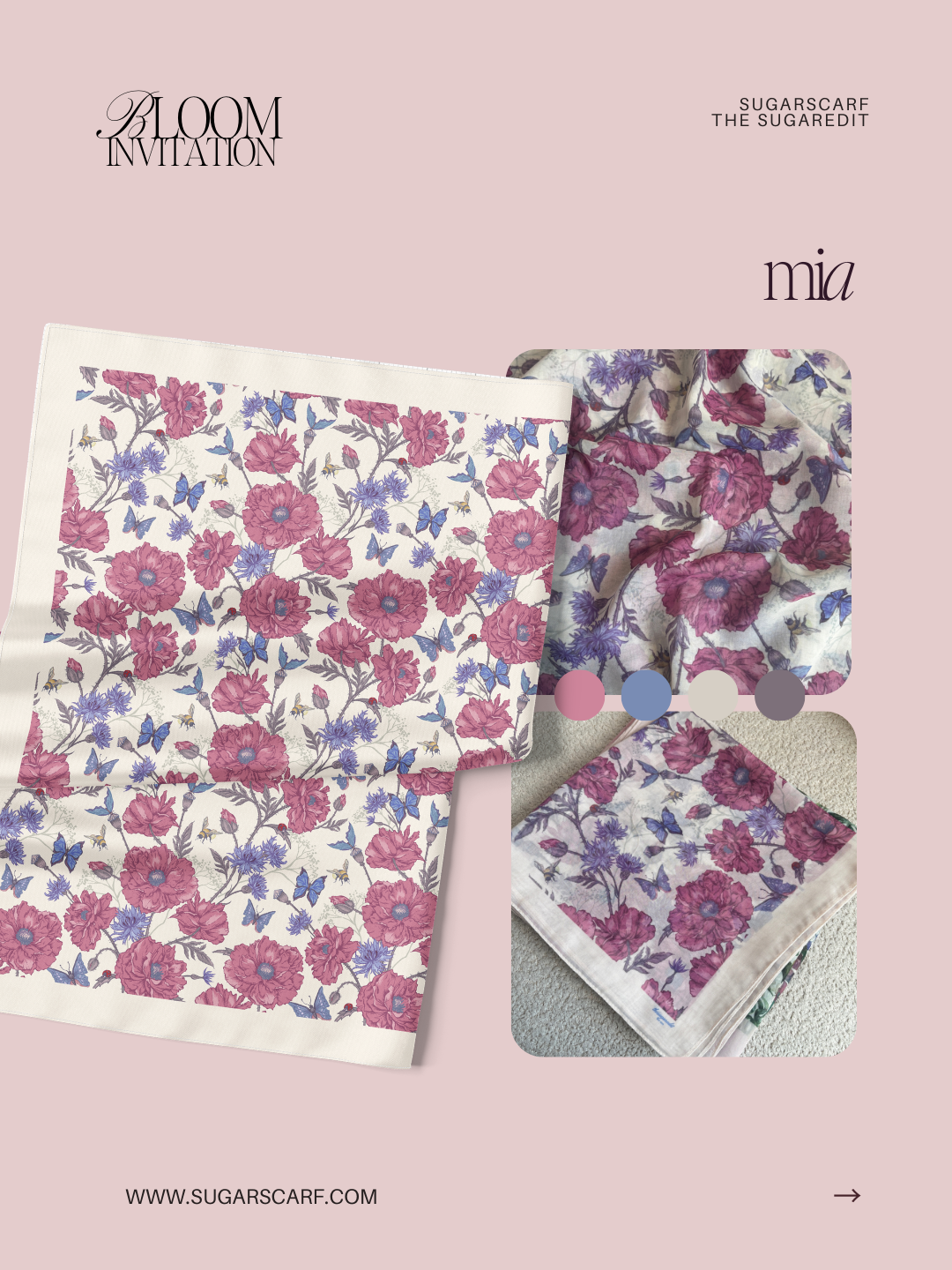 TSE BloomInvitation Japanese Cotton Voile Square - Mia