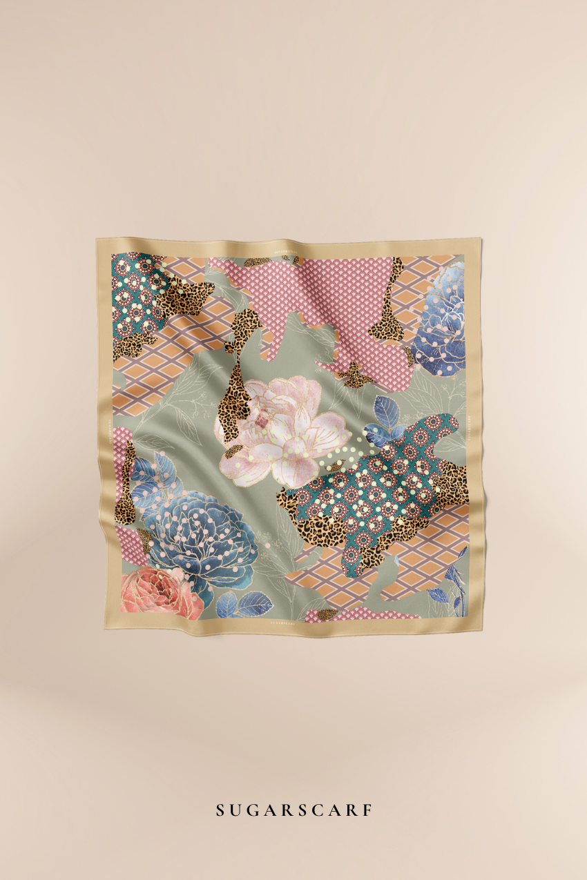 ( Square ) Andalusia Flower Mixed Satin Silk ( LABYRINTH )