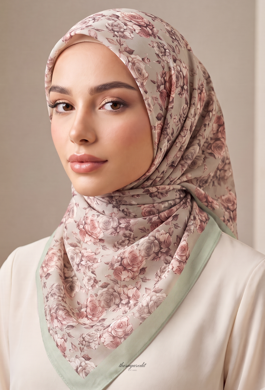 TSE Mod Japanese Cotton Voile Square In RoseyBouquet