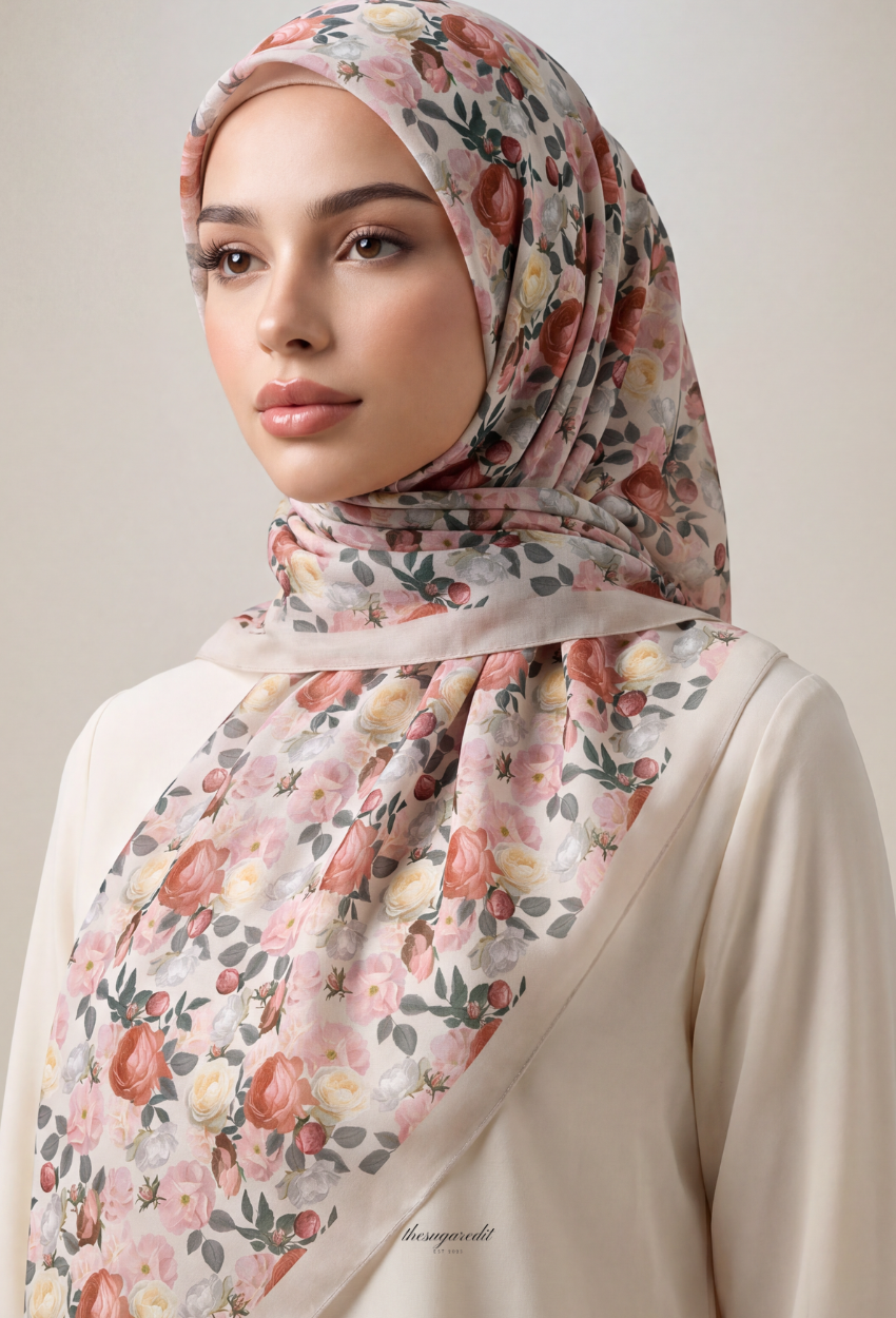 TSE BloomInvitation Japanese Cotton Voile Square - Elina