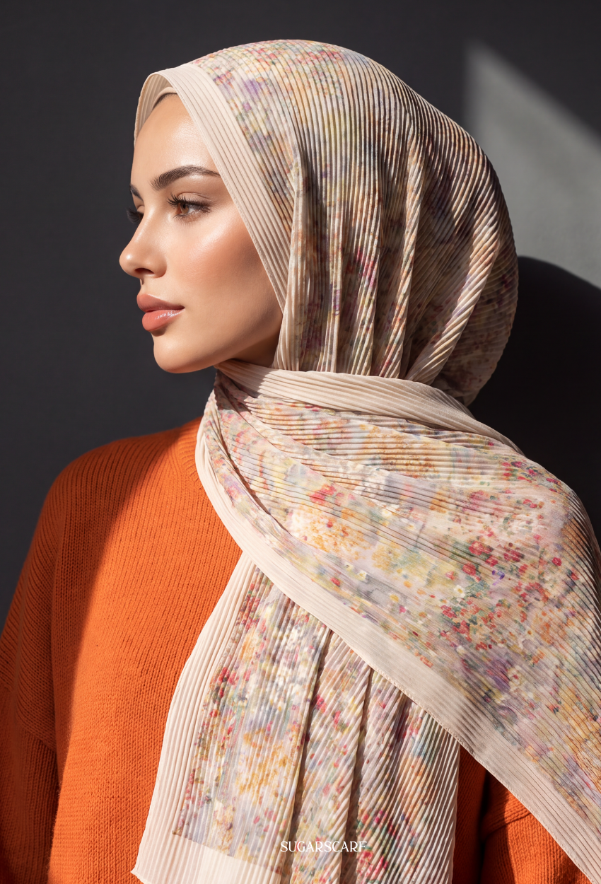 Fall In Love Wide Ultra Fine Pleated Shawl Ironless · in GardeniaPL ( Vibrant colour)