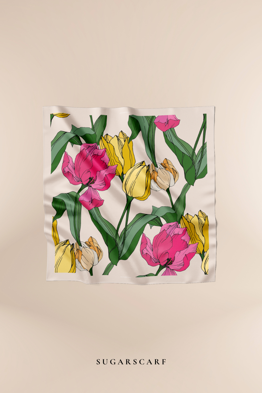 ( SQUARE) Blooming Journey in Mixed Satin Silk (Never Apart )