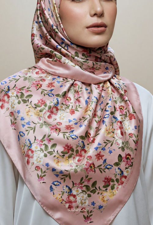 Eid Bloom 2026 Scarves Mixed Satin Square in Paula