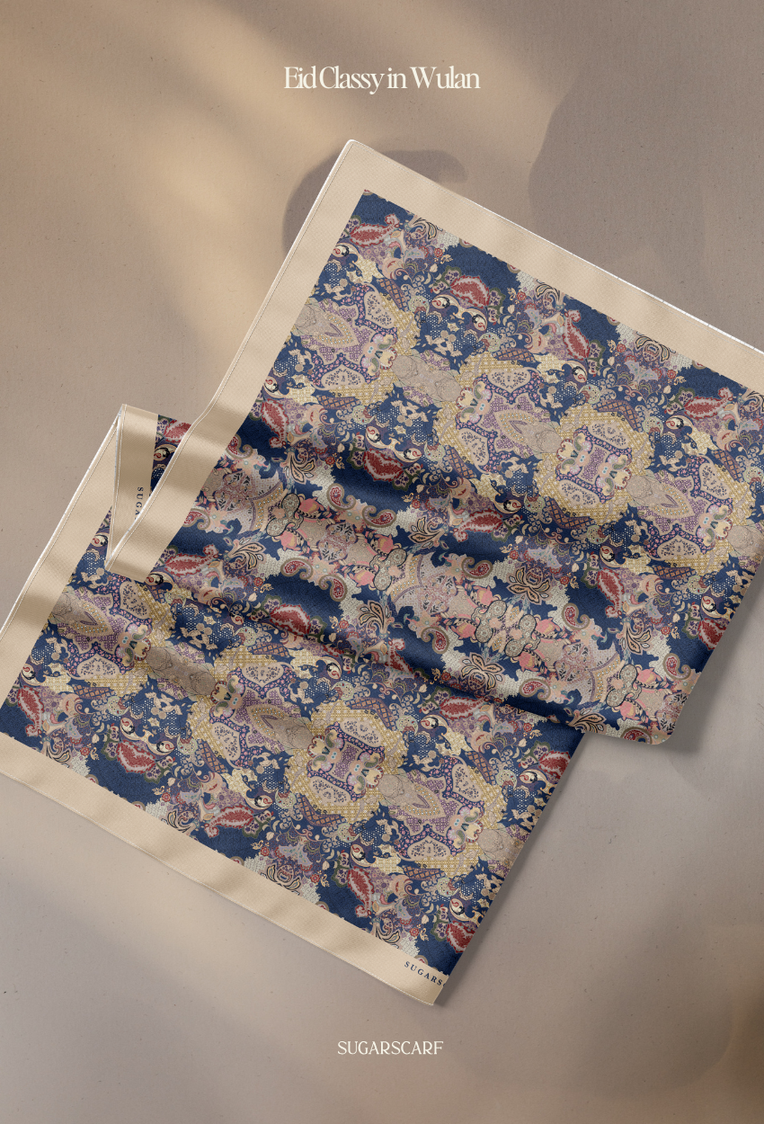 Eid Classy 2026 Scarves Mixed Satin Square in Wulan -Send after 2nd March