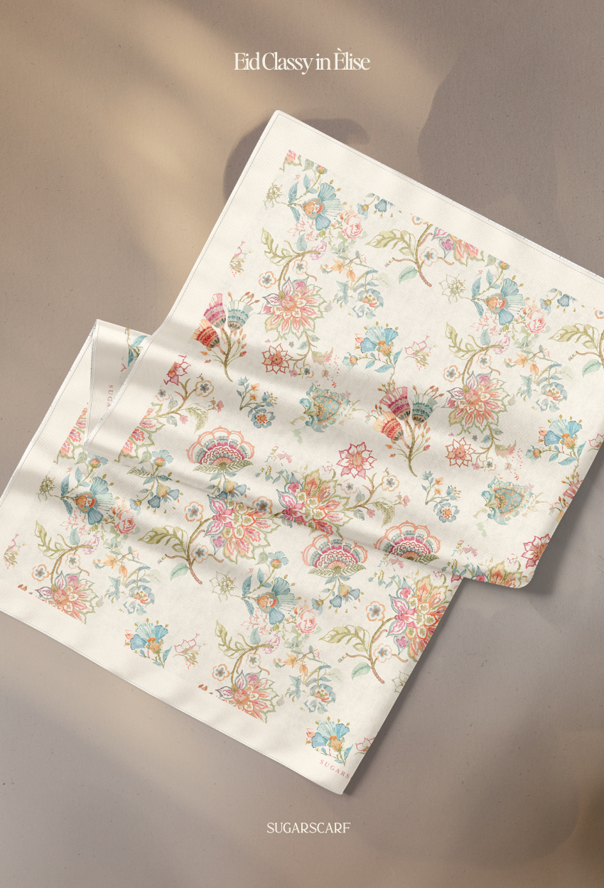 Eid Classy 2026 Scarves Mixed Satin Square in Élise - Send after 2nd March