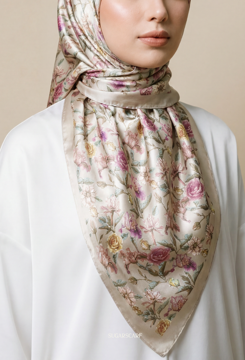 Eid Bloom 2026 Scarves Mixed Satin Square in Nerissa