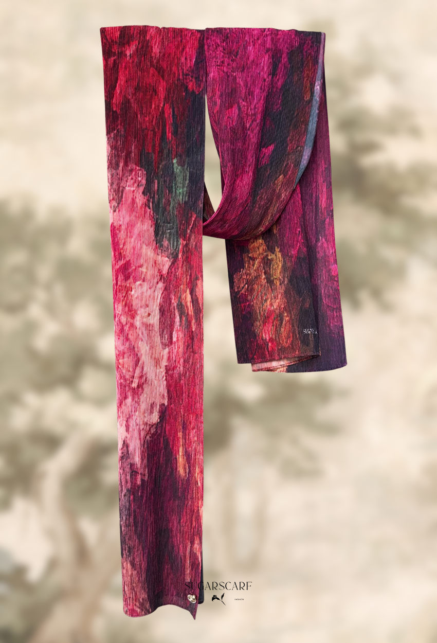 Fall In Love Wide Ultra Fine Pleated Shawl Ironless · in Scarlett