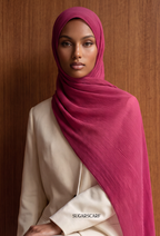 ( Full Wide Pleats Shawl ) Elegant Folds Everyday - (Raspberry)