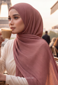 ( Full Wide Pleats Shawl ) Elegant Folds Everyday - (Xoxo-DustyPink)