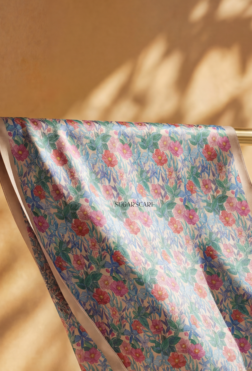 Blooming Scarves Mixed Satin Square in Bloom Ela