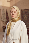 Eid Classy 2026 Scarves Mixed Satin Square in GoldLeaf