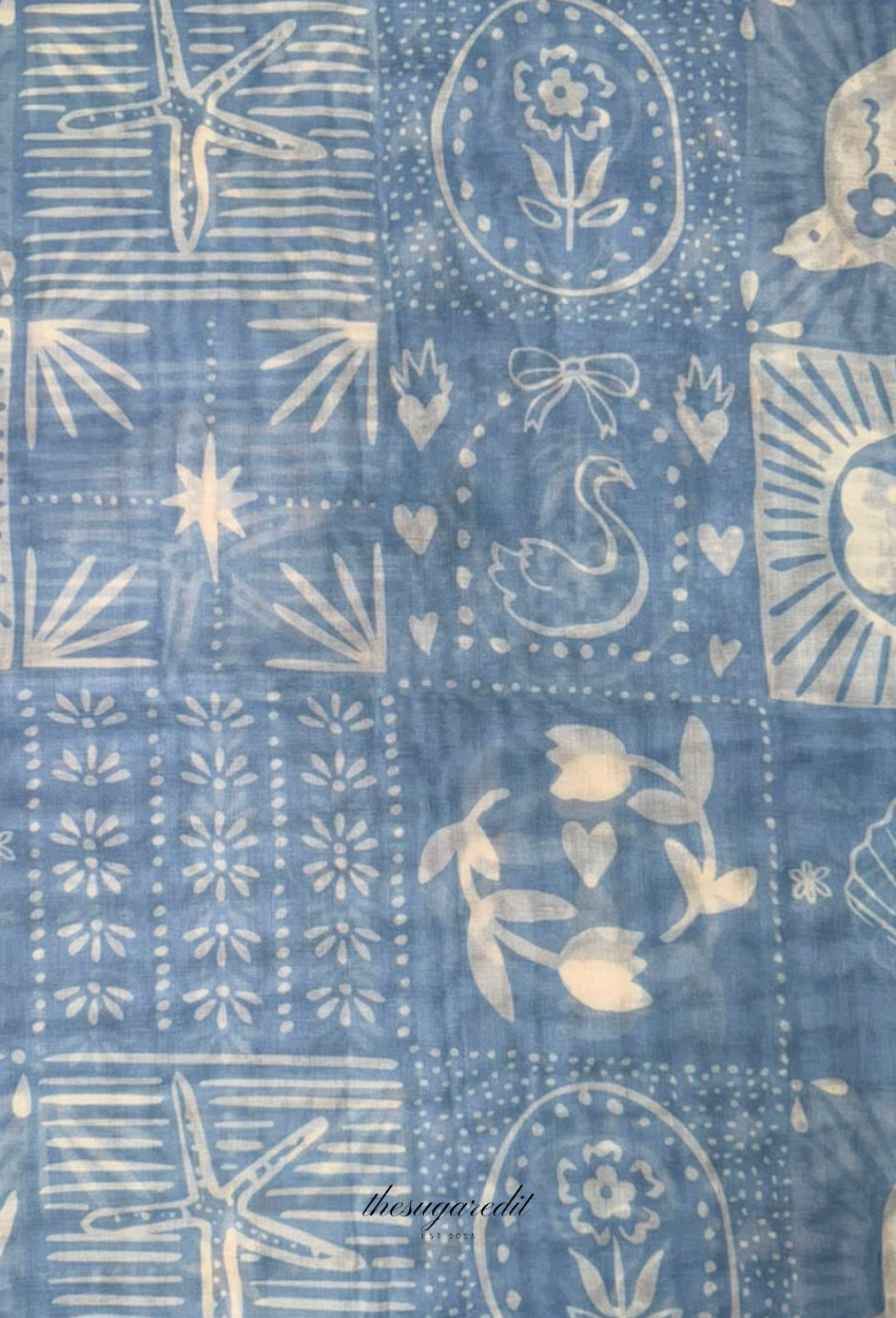 TSE BloomInvitation Japanese Cotton Voile Square - Crete