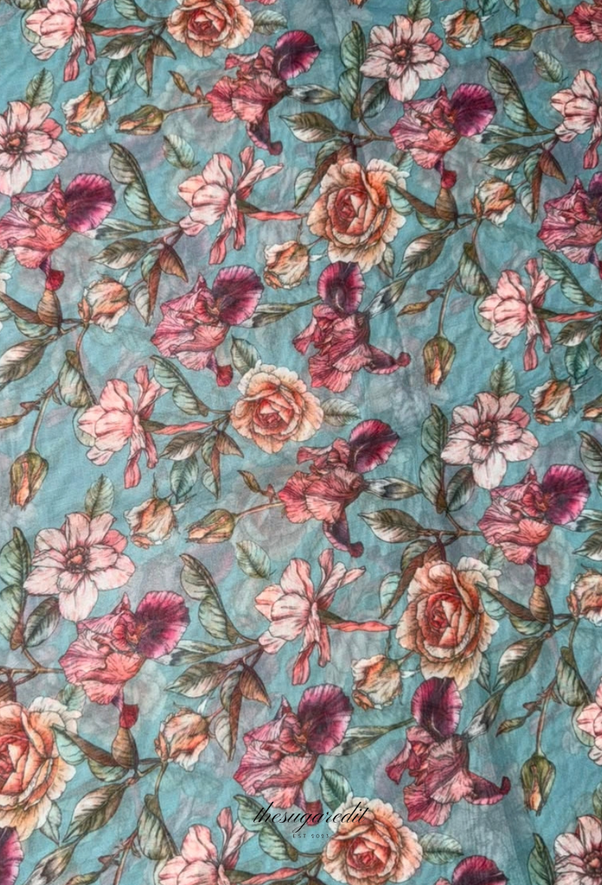 TSE BloomInvitation Japanese Cotton Voile Square - Sirenas ( Darker)