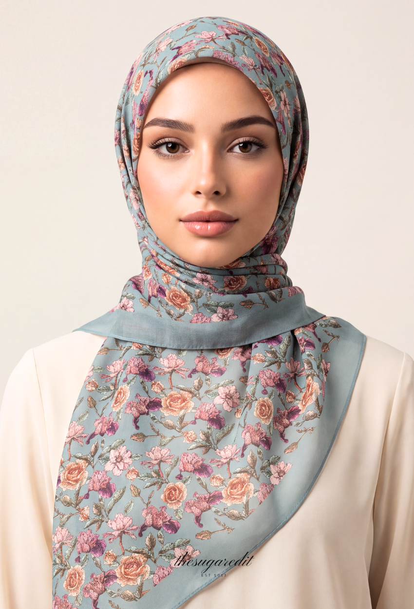 TSE BloomInvitation Japanese Cotton Voile Square - Sirenas ( Darker)