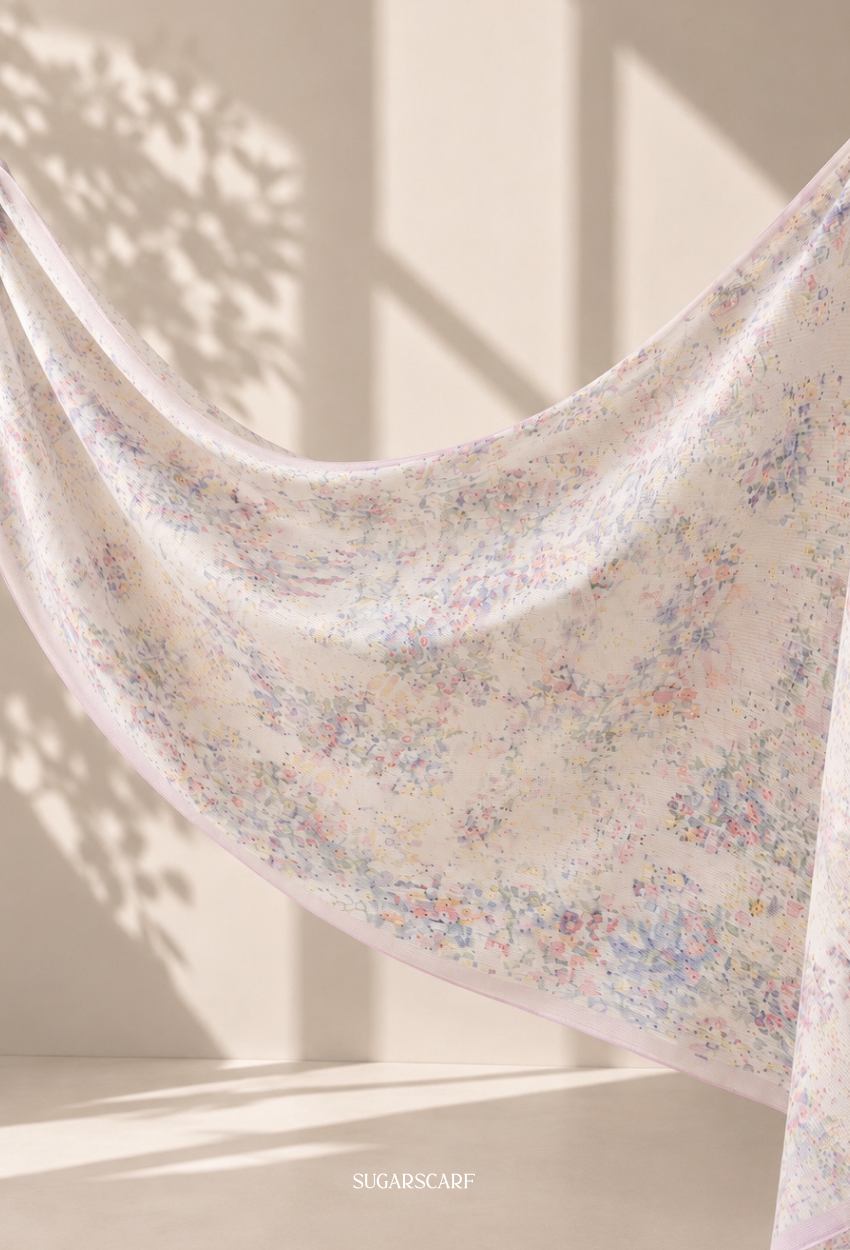 Fall In Love Wide Ultra Fine Pleated Shawl Ironless · in Michiko ( NudePink Border)
