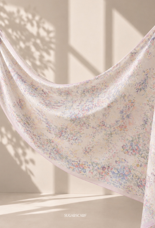 Fall In Love Wide Ultra Fine Pleated Shawl Ironless · in Michiko ( NudePink Border)