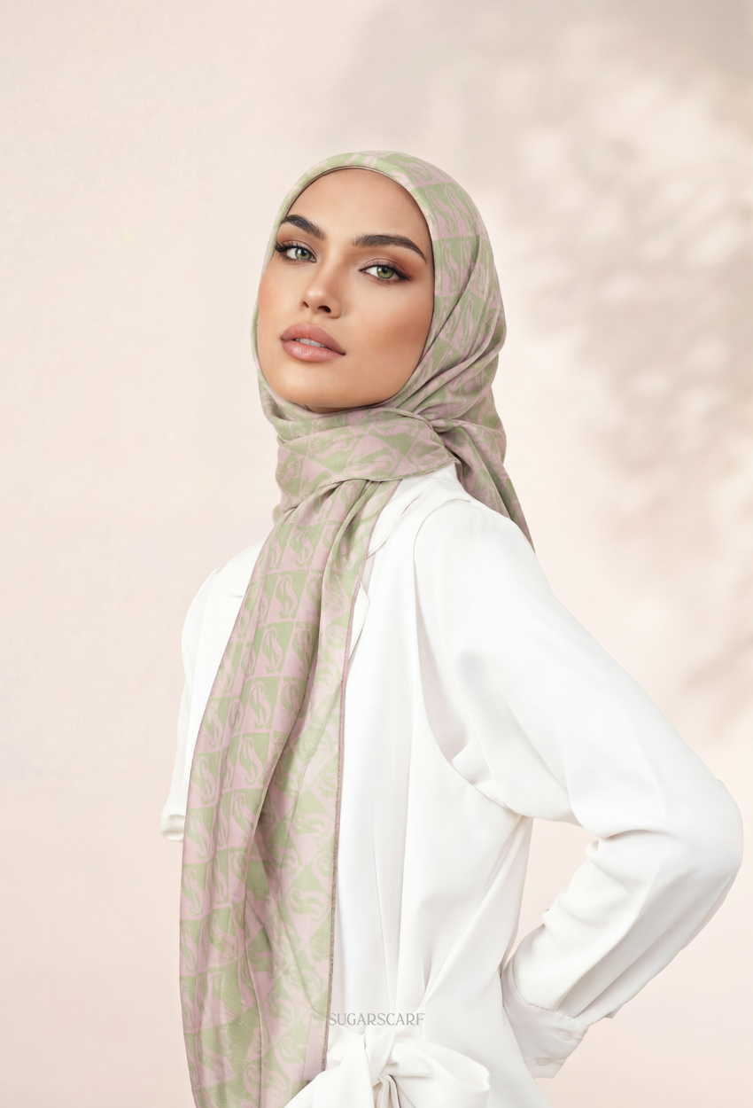 SS Monogram Japanese Voile In PinkMatcha