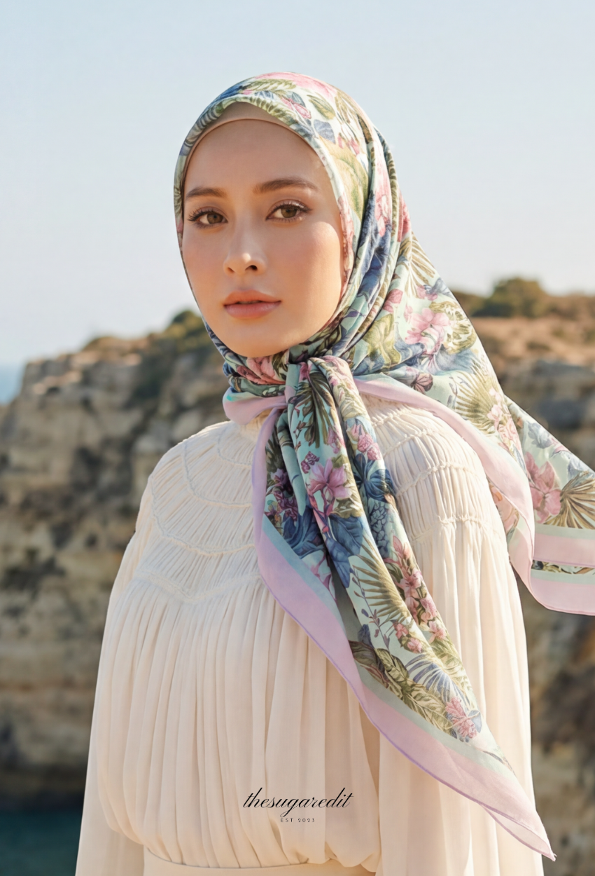 TSE BloomInvitation Japanese Cotton Voile Square Zafira Mariposa