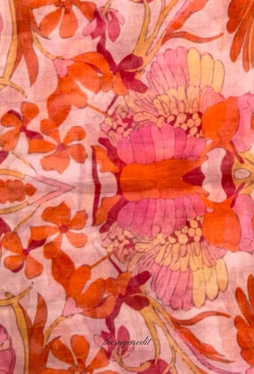 TSE BloomInvitation Japanese Cotton Voile Square - SantoriniSunset