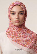 TSE BloomInvitation Japanese Cotton Voile Square - SantoriniSunset