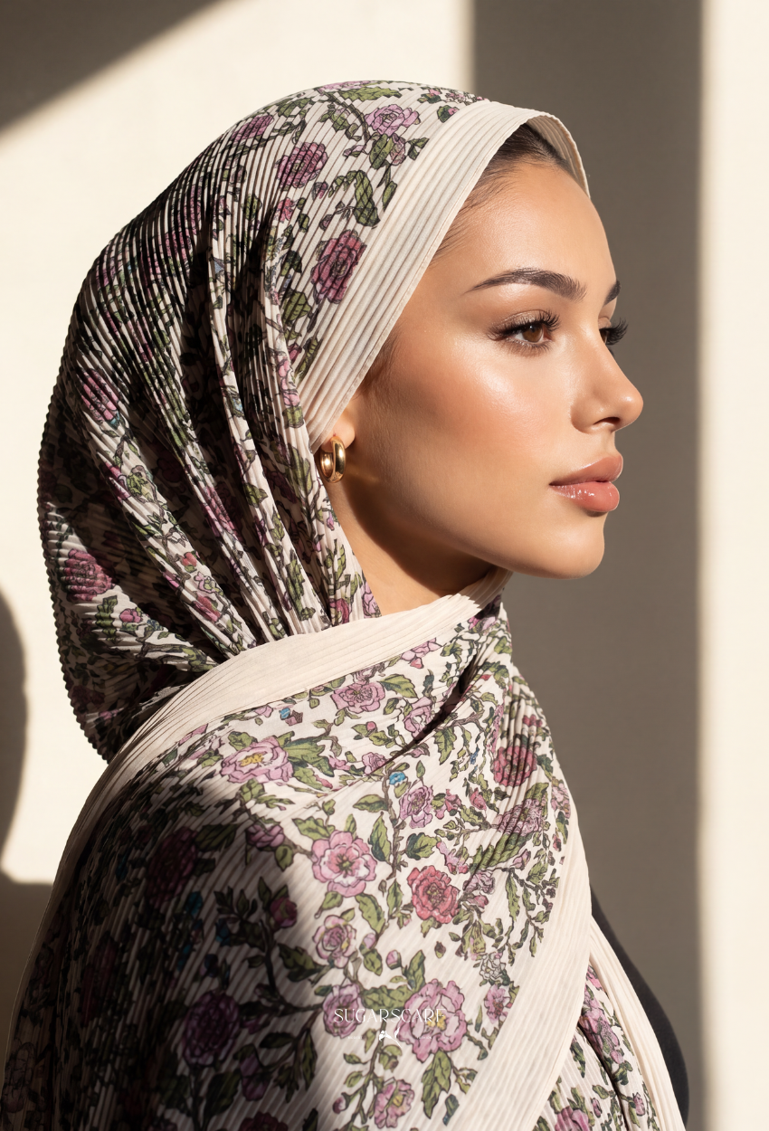 Fall In Love Wide Ultra Fine Pleated Shawl Ironless · in Geneva ( Soft Pink Based)
