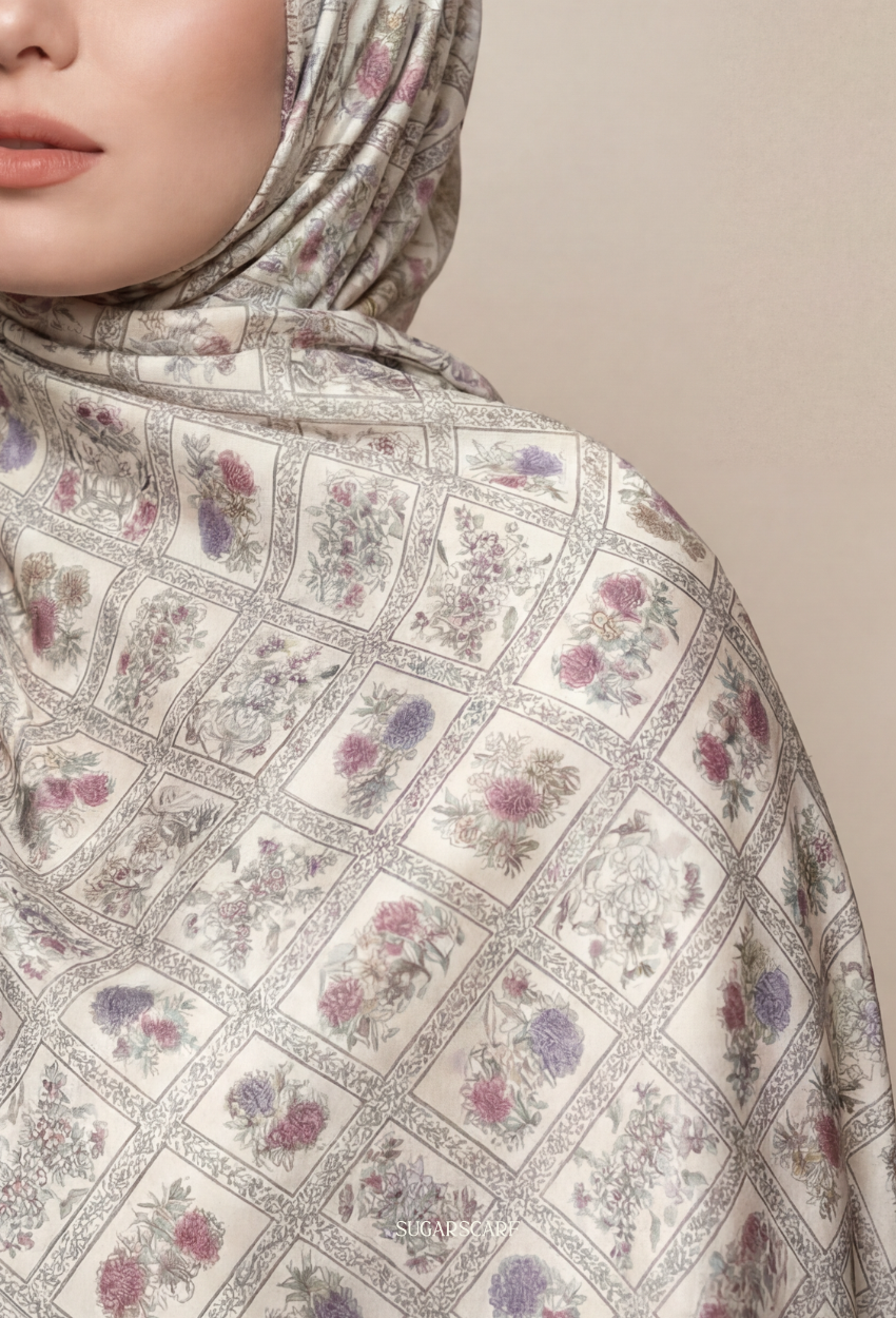 Eid Bloom 2026 Scarves Mixed Satin Square in Atelier