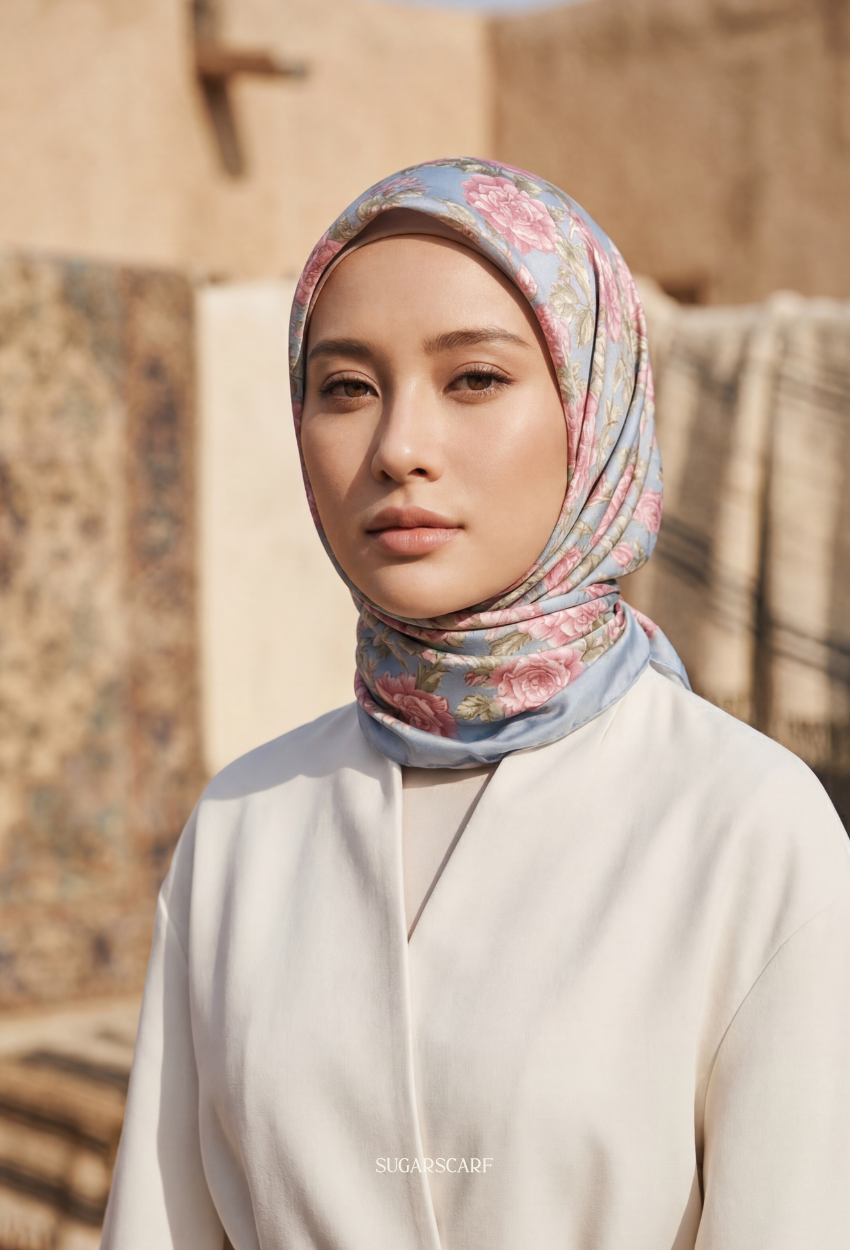 Eid Bloom 2026 Scarves Mixed Satin Square in Florence