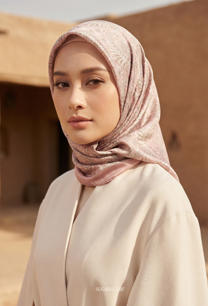 Eid Bloom 2026 Scarves Mixed Satin Square in Delicate