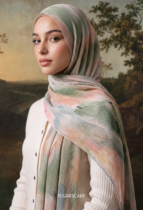 Fall In Love Wide Ultra Fine Pleated Shawl Ironless · in Raya