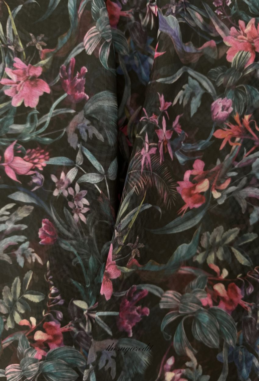 TSE BloomInvitation Japanese Cotton Voile Square Noémie - Chocolate Border