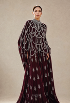 Hailey Crystal Beads Drape In Maroon