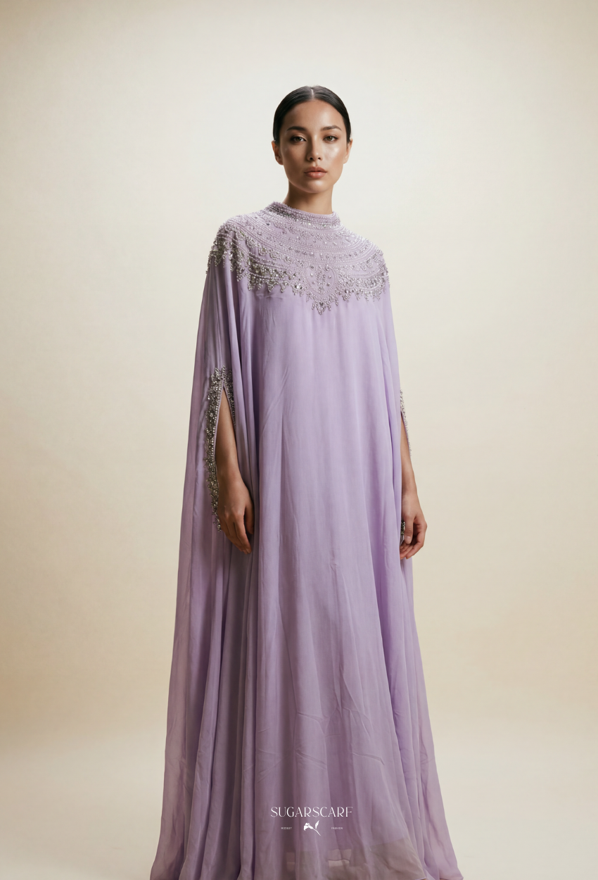 Vivi Crystal Beads Drape In Pastel Purple