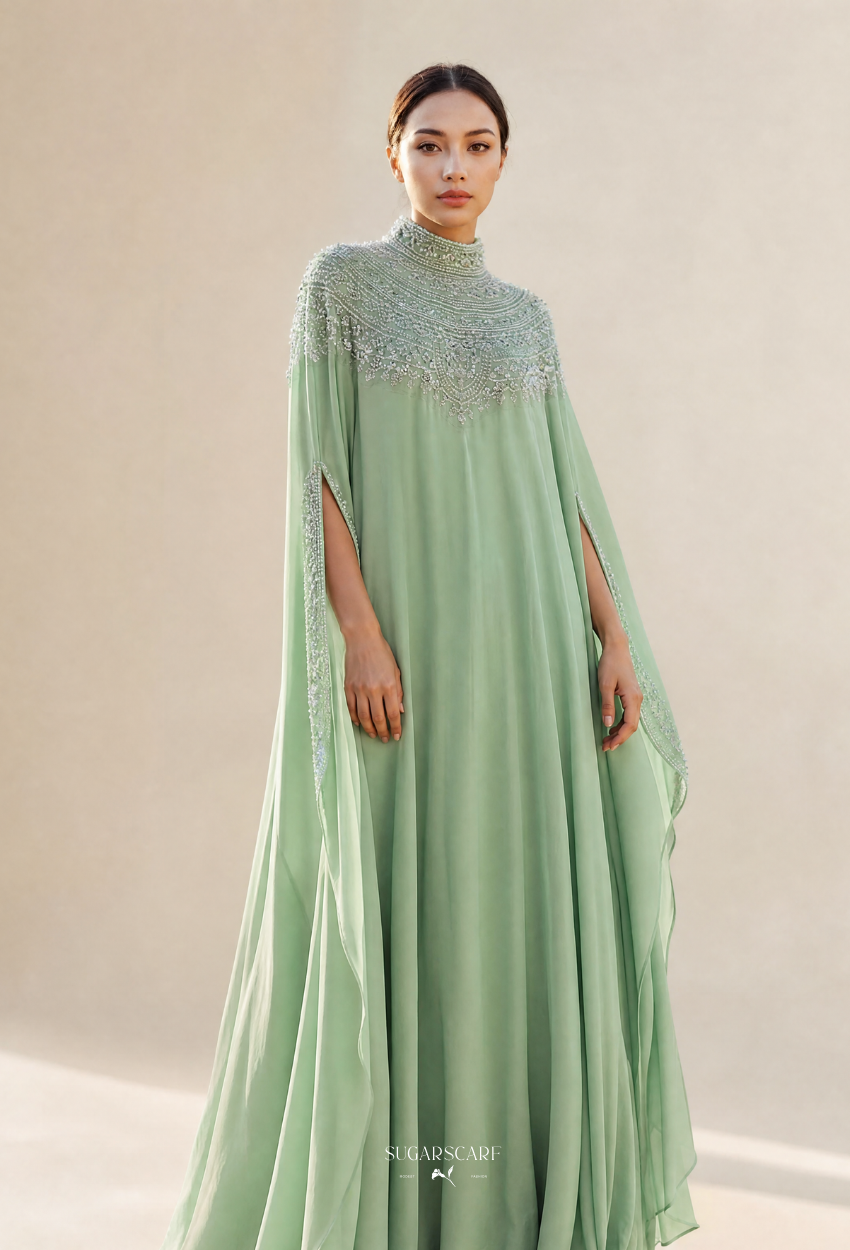 Vivi Crystal Beads Drape In Pastel Mint