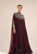 Vivi Crystal Beads Drape In Maroon (Available on 15th)