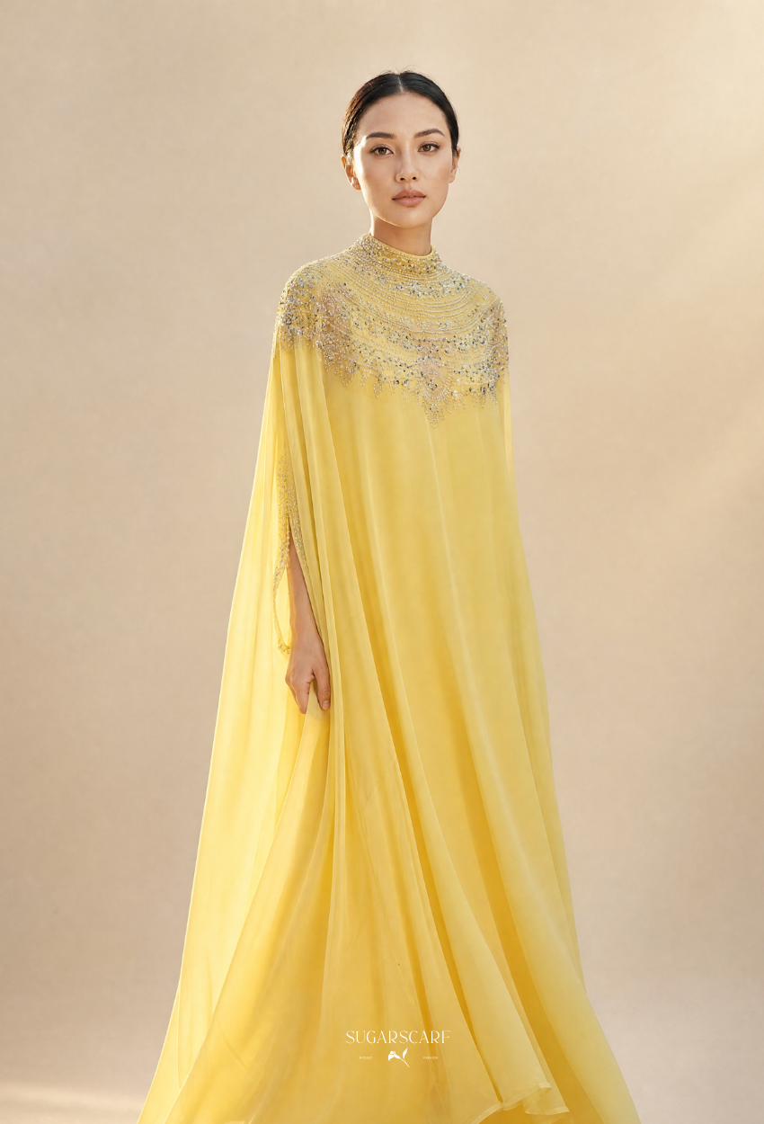 Vivi Crystal Beads Drape In Yellow