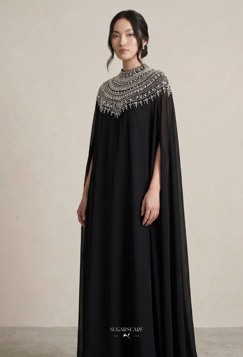 Vivi Crystal Beads Drape In Black