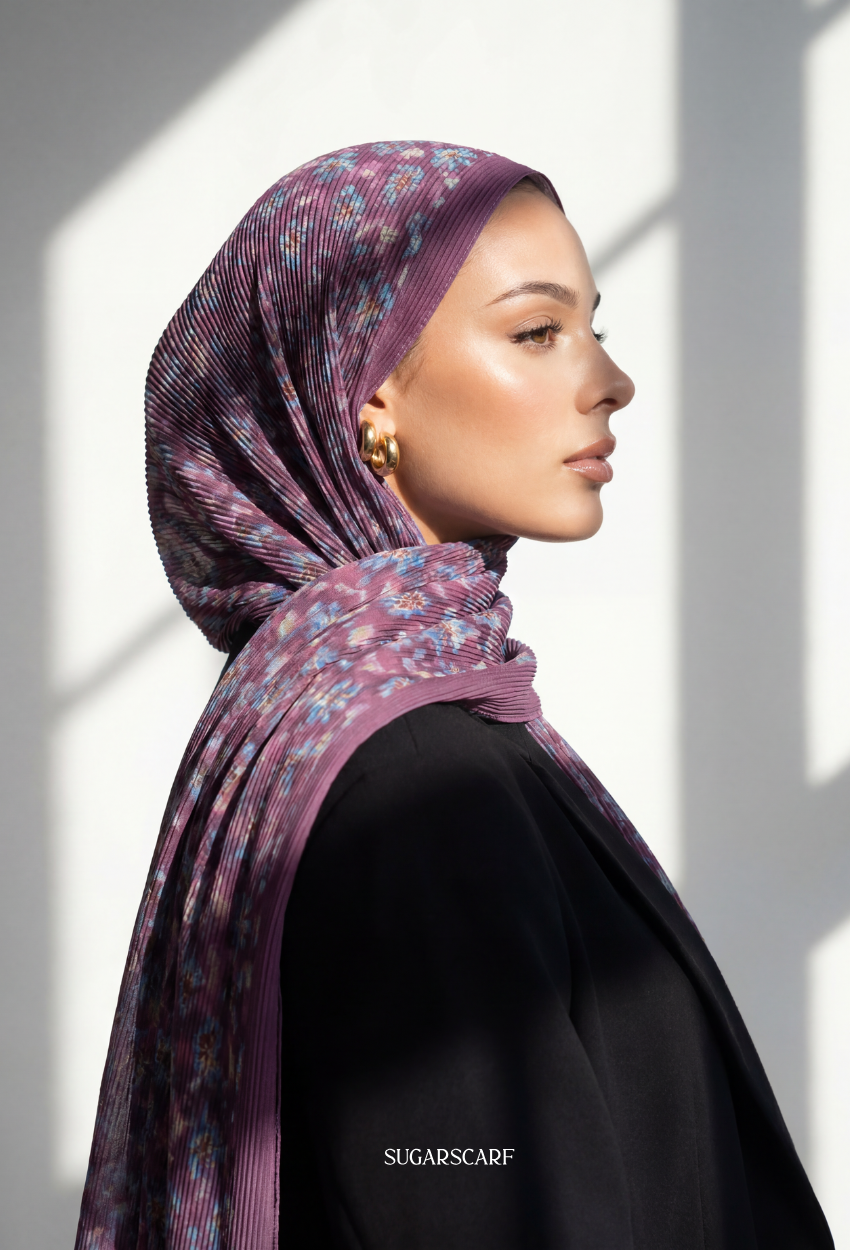 Fall In Love Wide Ultra Fine Pleated Shawl Ironless · in Noctelle