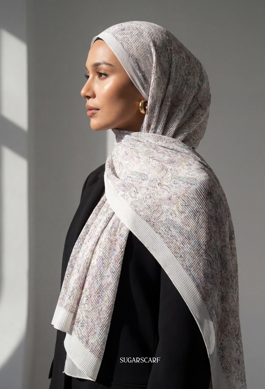 Fall In Love Wide Ultra Fine Pleated Shawl Ironless · in PerlaSilver