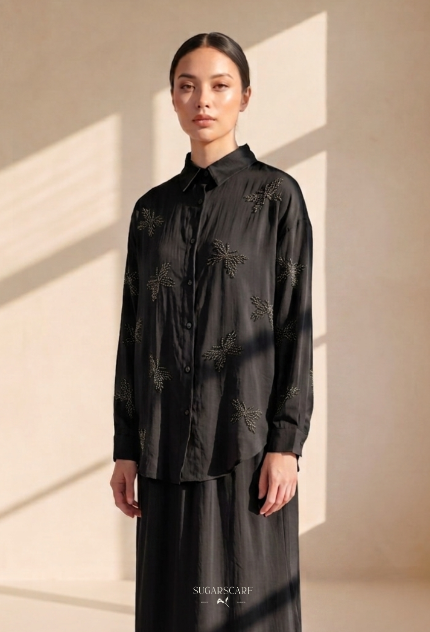 Geri Silky-Tencel Set In Black