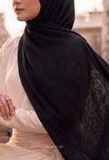 ( Full Wide Pleats Shawl ) Elegant Folds Everyday - (Mascara-Black)